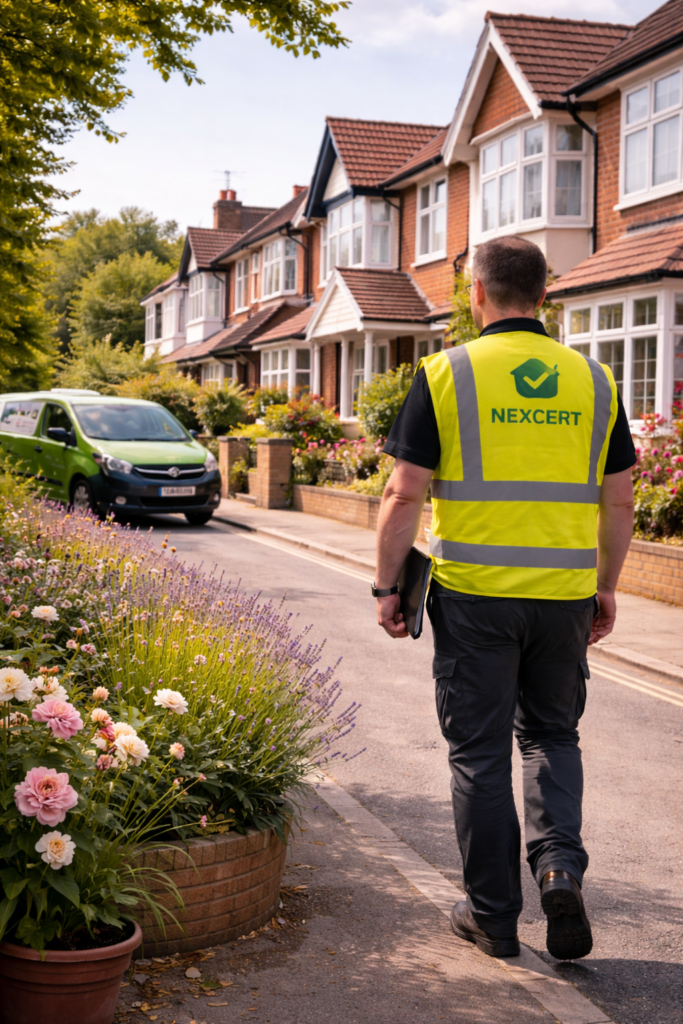 NexCert assessor providing EPC and EICR services in London residential area