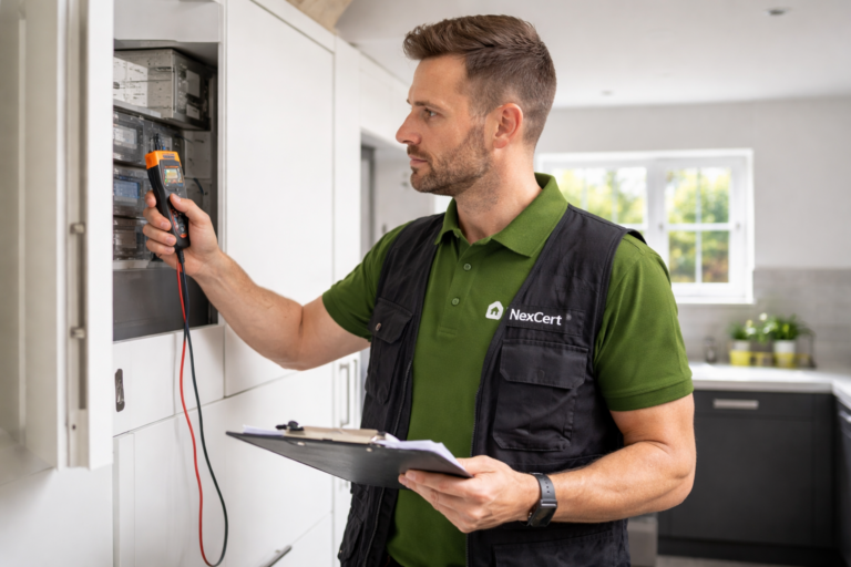 Gas Safe registered engineer carrying out a domestic gas safety inspection (CP12) in London