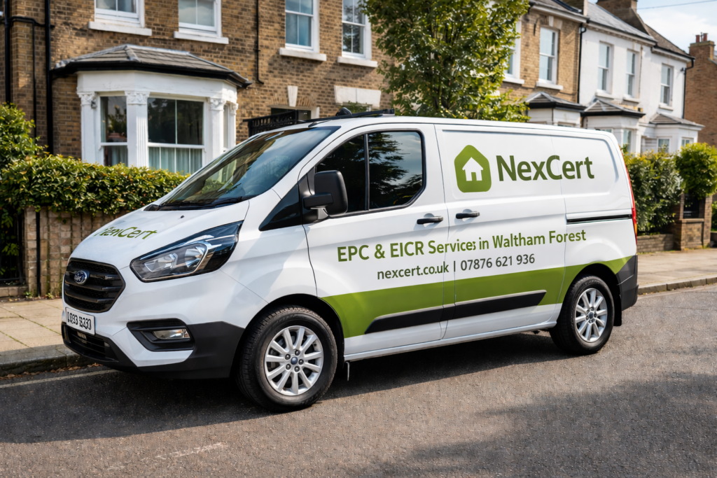 NexCert van providing EPC and EICR services in Waltham Forest